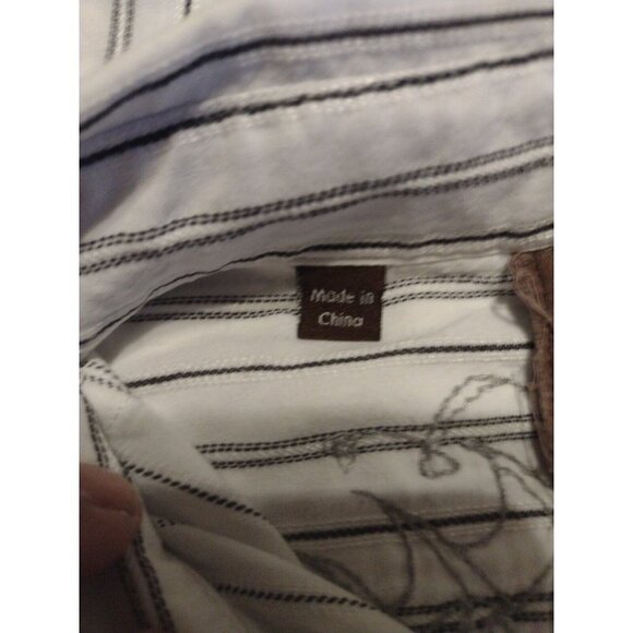 ROAR Buckle Enough Excuses Embroidered White Long Sleeve Button Shirt Men's XL - Picture 6 of 12